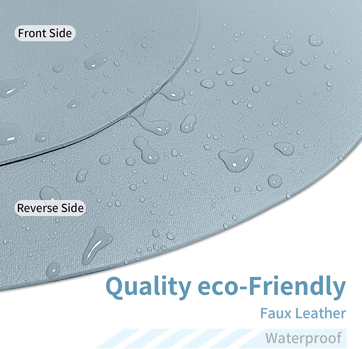 Cozy Life Modern Placemats Set of 4/6/8, Round Leather Placemats for Kitchen Dining Table, Heat Resist Easy to Clean Oval placemats(Blue)