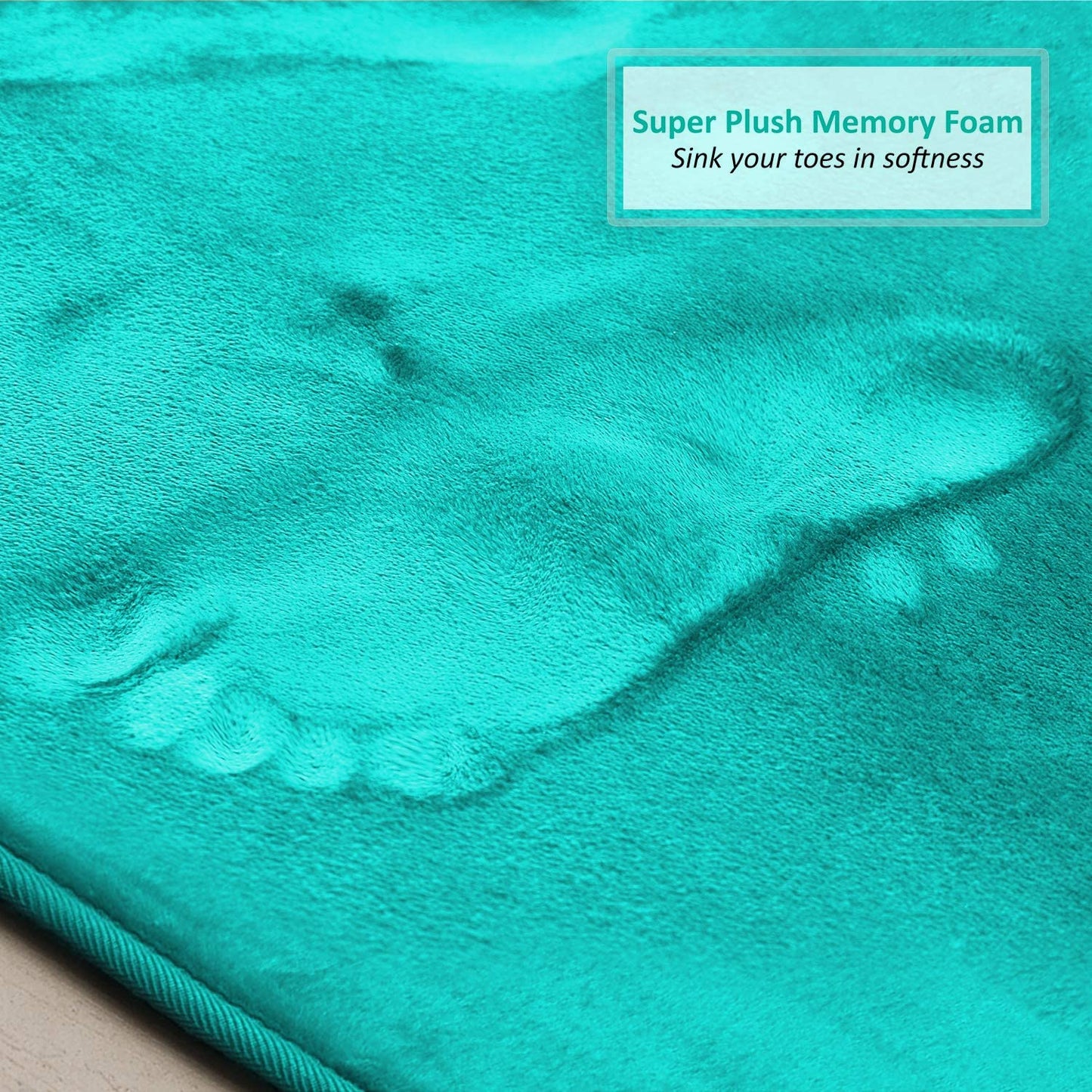 Bathroom Rugs Memory Foam Bath Mat Set for Bathroom, Non Slip Absorbent Velvet - Fast Drying –Bathroom Rug and Contour Rug Set 3 Piece -Teal