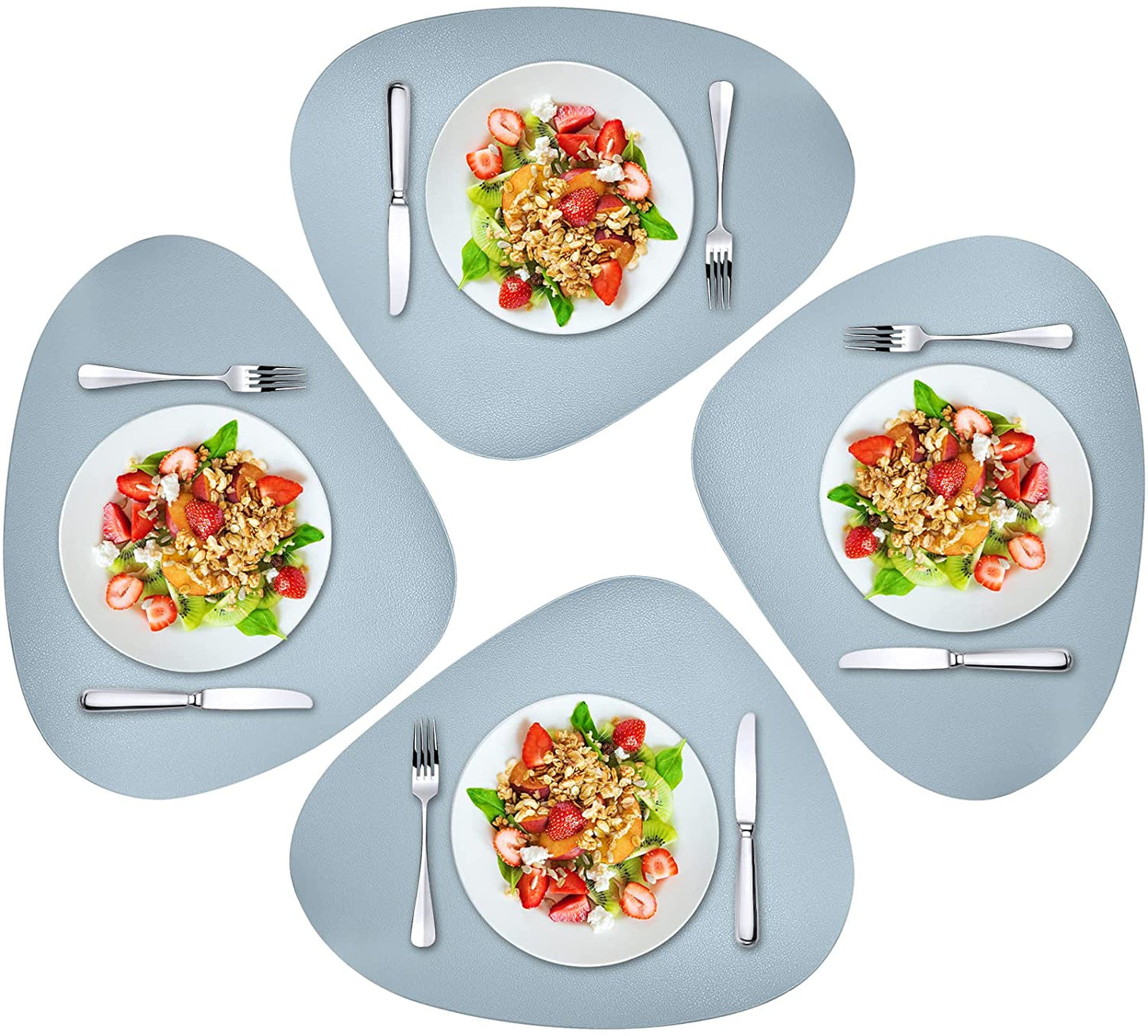 Cozy Life Modern Placemats Set of 4/6/8, Round Leather Placemats for Kitchen Dining Table, Heat Resist Easy to Clean Oval placemats(Blue)