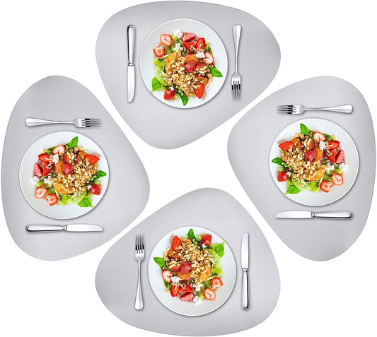 Cozy Life Modern Placemats Set of 4/6/8, Round Leather Placemats for Kitchen Dining Table, Heat Resist Easy to Clean Oval placemats(Grey)
