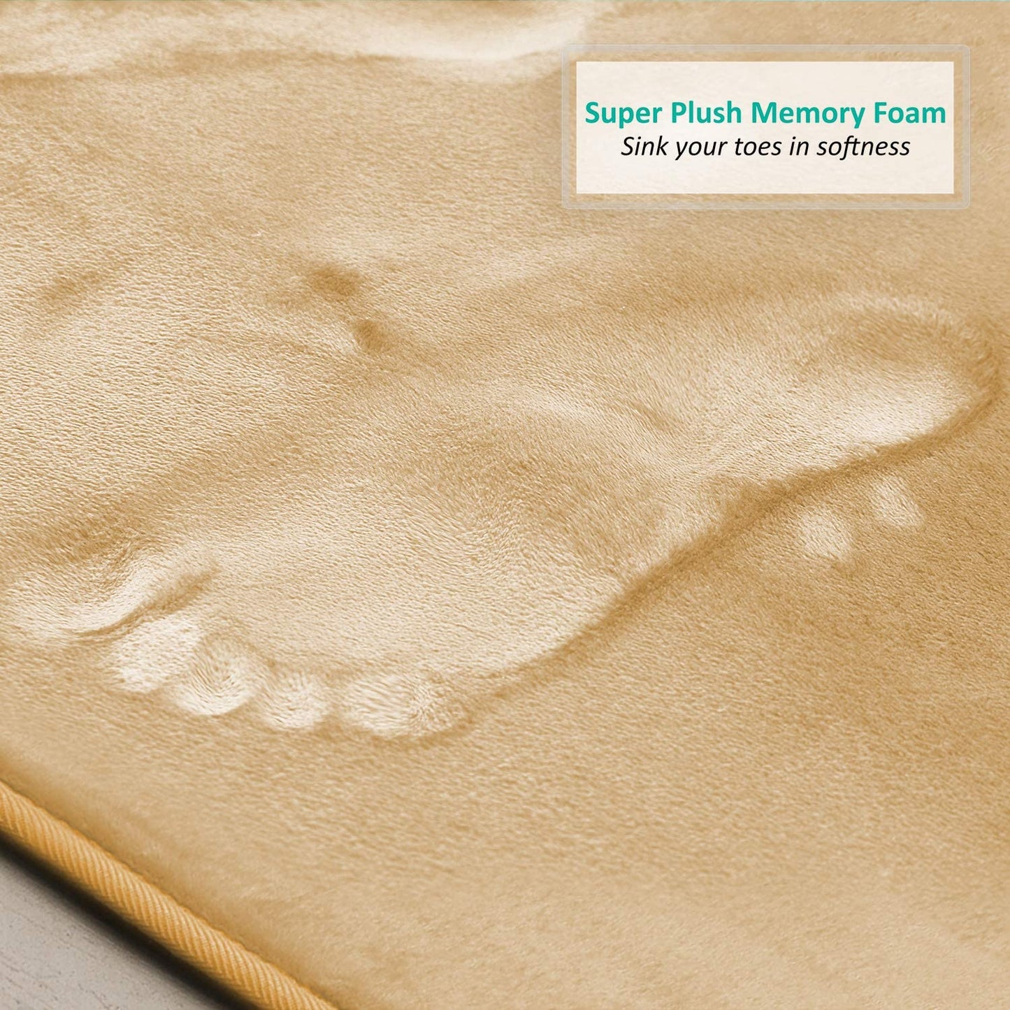 Bathroom Rugs Memory Foam Bath Mat Set for Bathroom, Non Slip Absorbent Velvet - Fast Drying –Bathroom Rug and Contour Rug Set 3 Piece -Beige