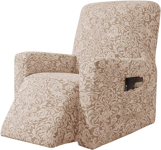 Stretch Rocking Recliner Silpcover with Side Pocket, Oatmeal