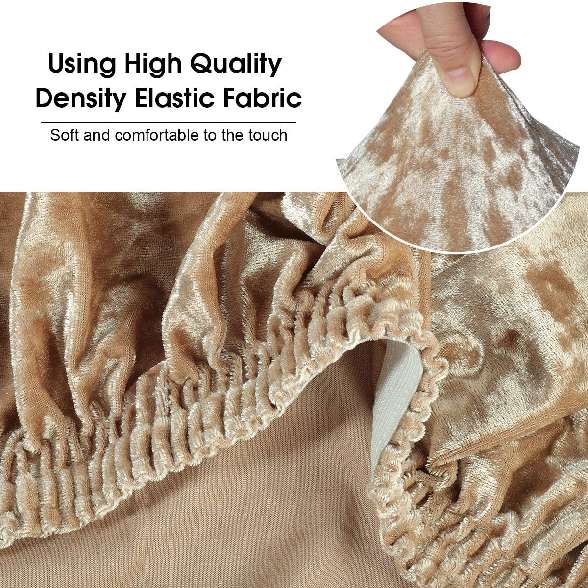 Stretch Chair Slipcover Crushed Velvet Covers 2/4/6/8 PCS, Gold