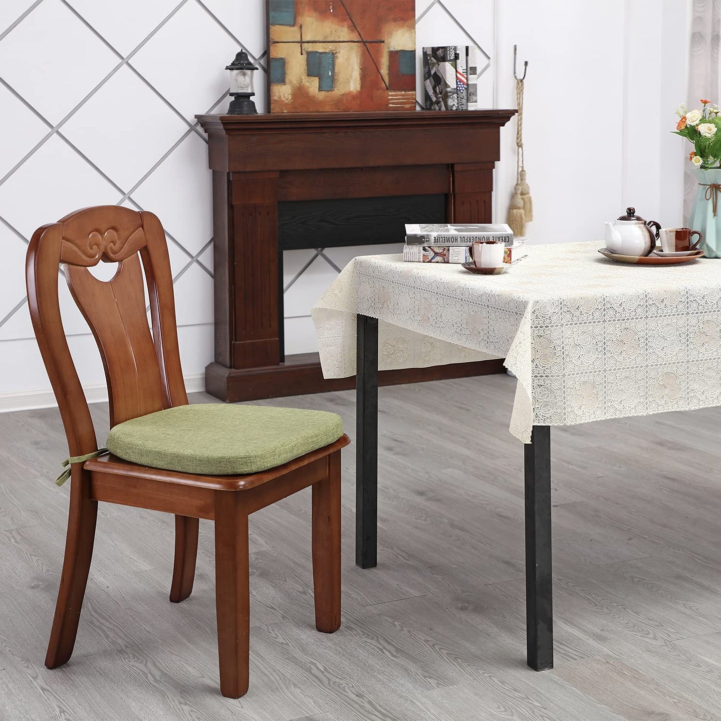 Chair Cushion with Ties for Dining Chairs (1/4/6/8 PCS, Green)