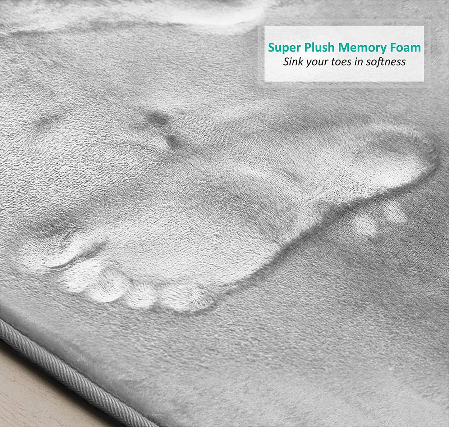 Bathroom Rugs Memory Foam Bath Mat Set for Bathroom, Non Slip Absorbent Velvet - Fast Drying –Bathroom Rug and Contour Rug Set 3 Piece -Silver Gray