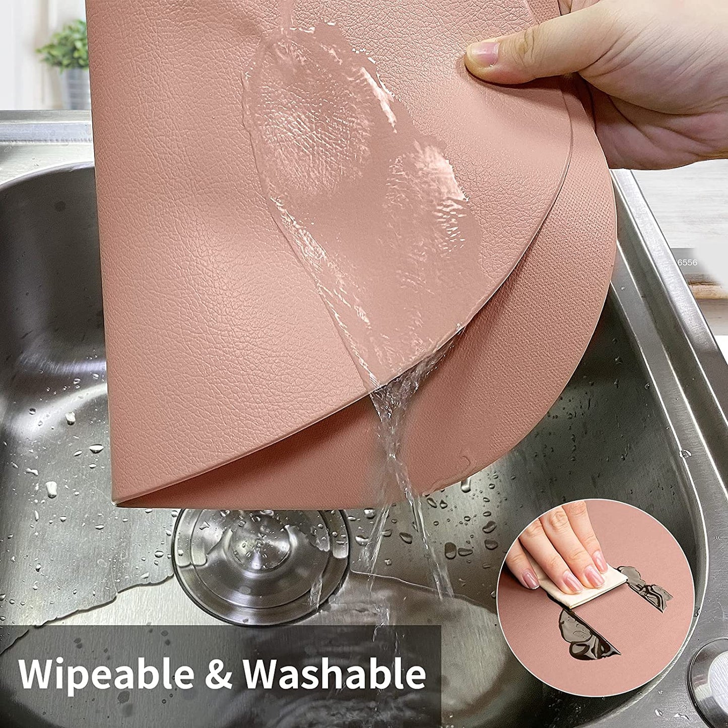 Cozy Life Modern Placemats Set of 4/6/8, Round Leather Placemats for Kitchen Dining Table, Heat Resist Easy to Clean Oval placemats(Pink)