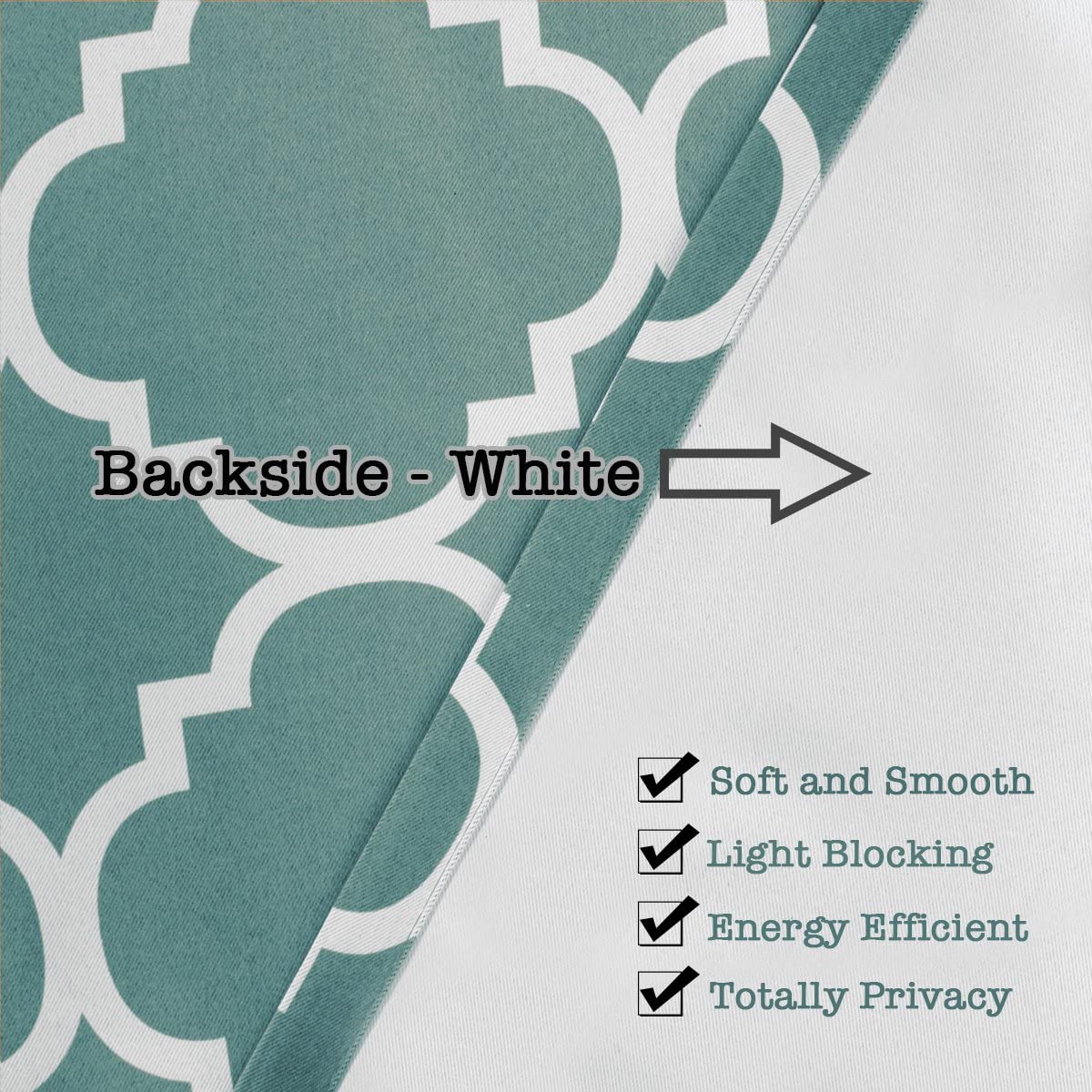 Extra Wide Curtain for Sliding Glass Door Moroccan Tile Quatrefoil Pattern, Aqua and White