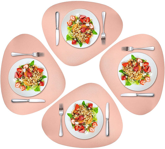 Cozy Life Modern Placemats Set of 4/6/8, Round Leather Placemats for Kitchen Dining Table, Heat Resist Easy to Clean Oval placemats(Pink)