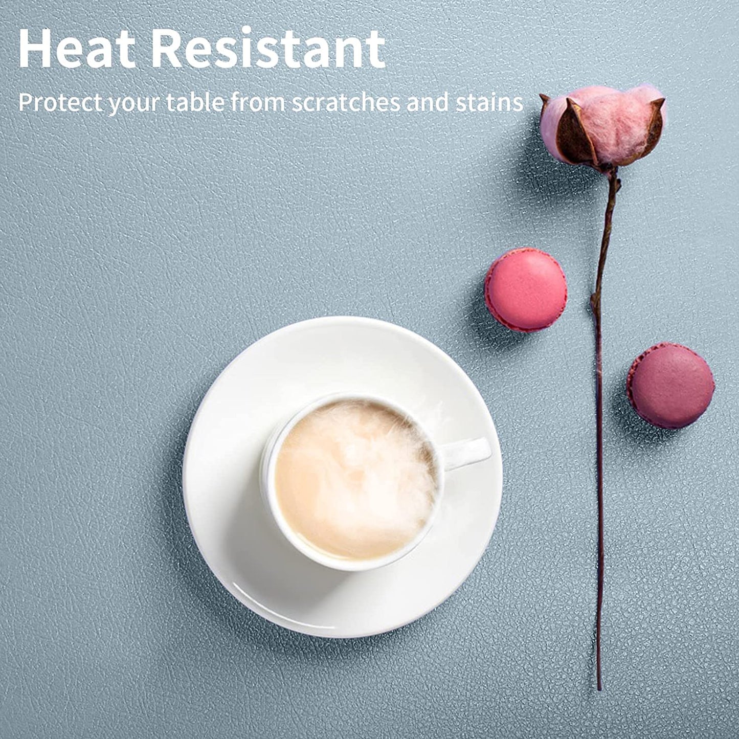 Cozy Life Modern Placemats Set of 4/6/8, Round Leather Placemats for Kitchen Dining Table, Heat Resist Easy to Clean Oval placemats(Blue)
