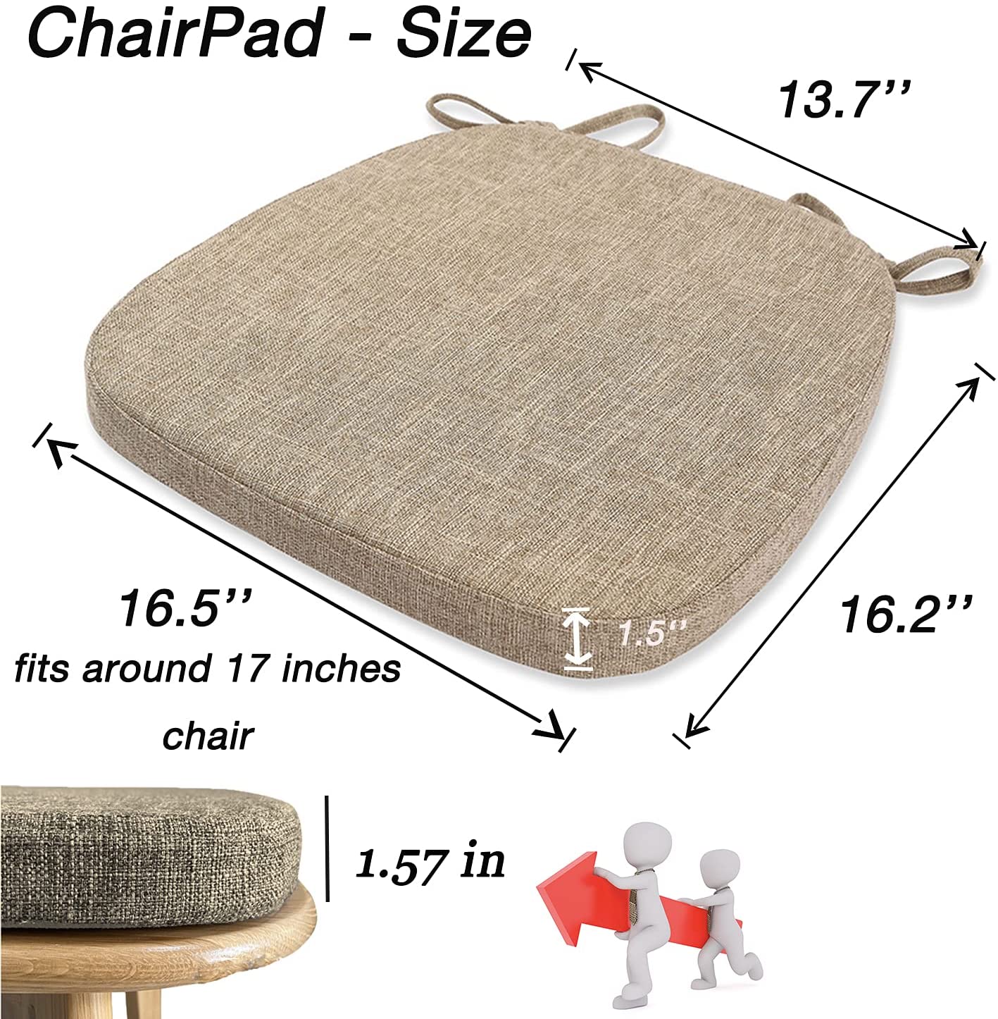 Chair Cushion with Ties for Dining Chairs (1/4/6/8 PCS, Linen)