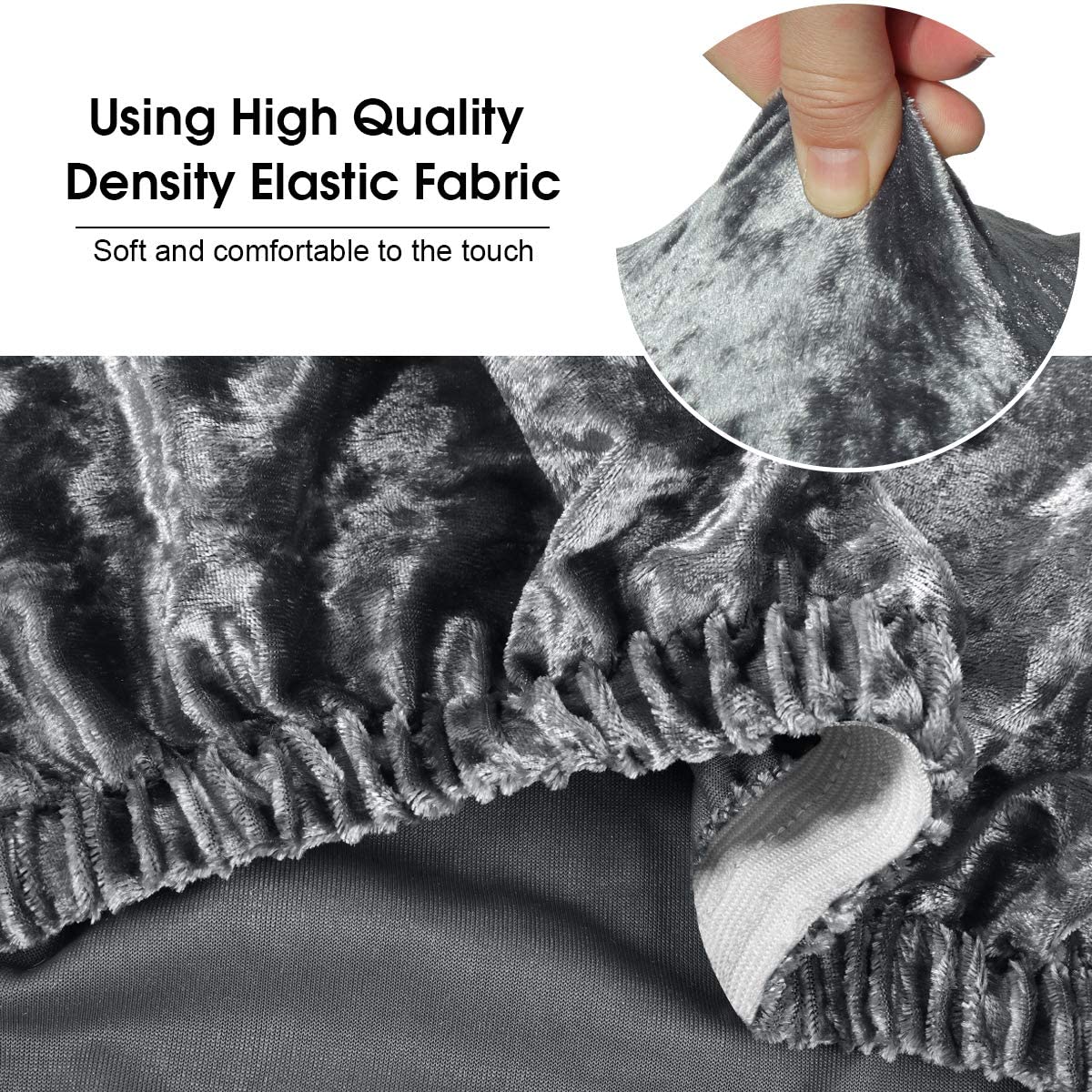 Stretch Chair Slipcover Crushed Velvet Covers 2/4/6/8 PCS, Grey