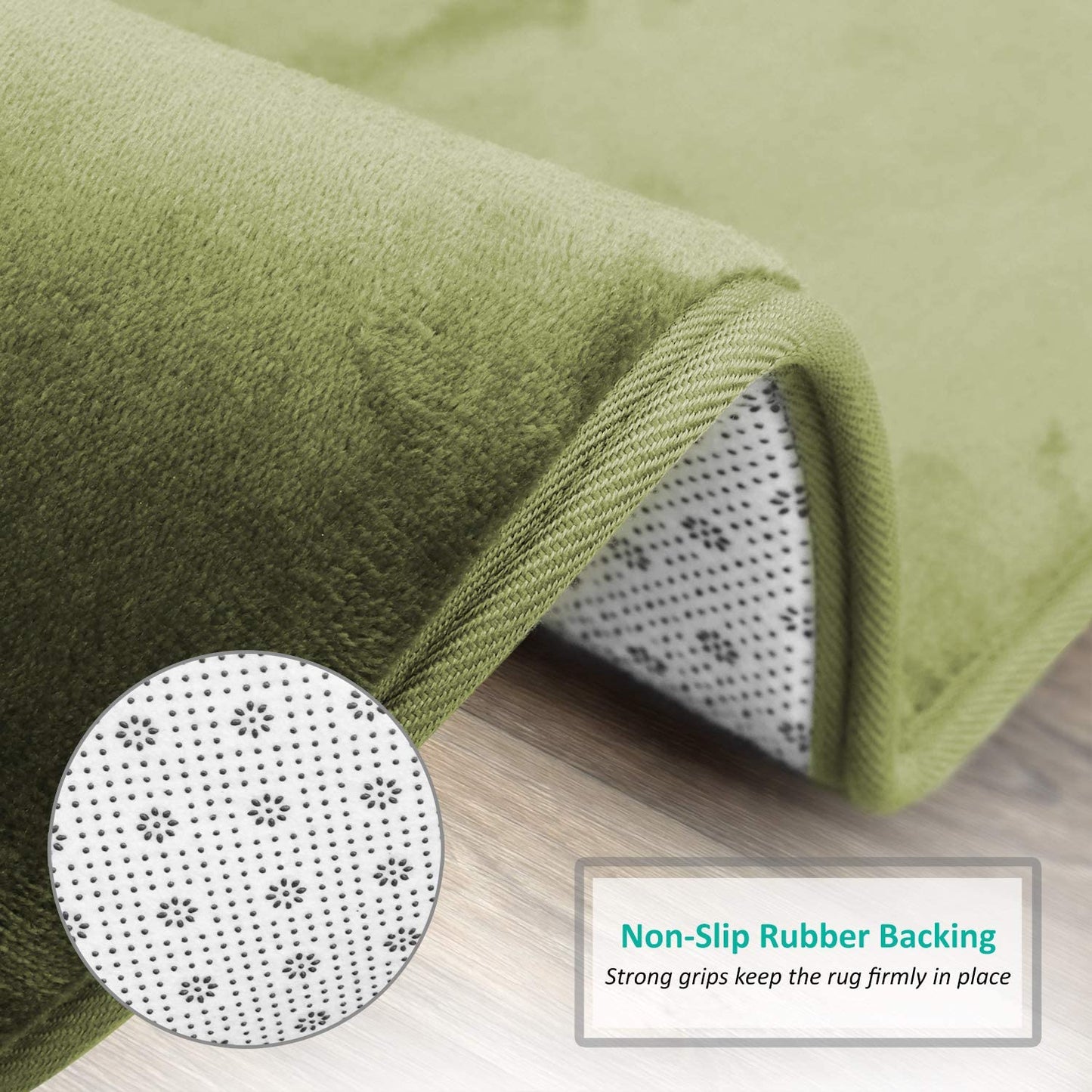 Bathroom Rugs Memory Foam Bath Mat Set for Bathroom, Non Slip Absorbent Velvet - Fast Drying –Bathroom Rug and Contour Rug Set 3 Piece -Olive Green