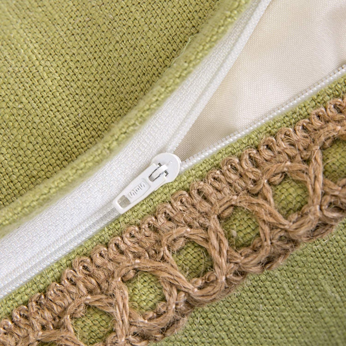 Pack of 2 Farmhouse Decorative Throw Pillow Covers Burlap Linen Trimmed Tailored Edges ,for Couch Sofa Living Room Decor - Sage Green