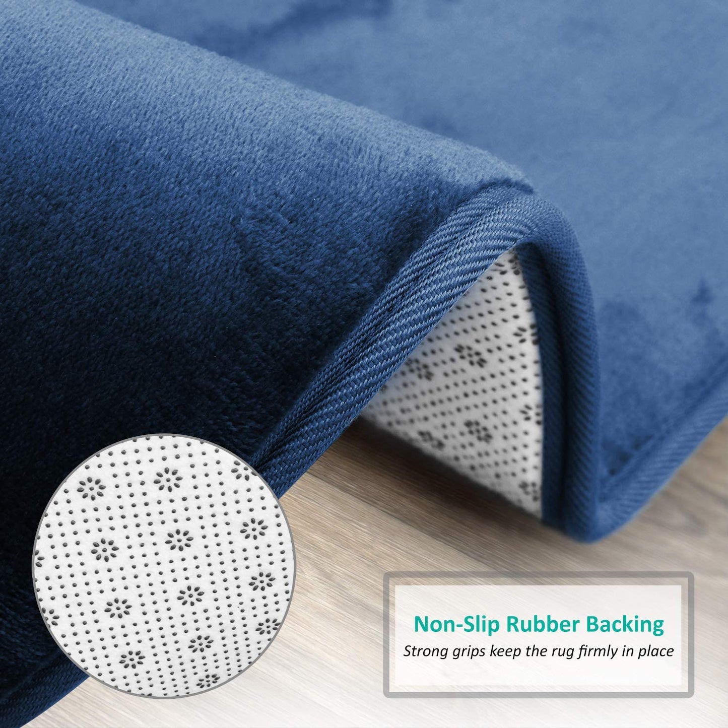 Bathroom Rugs Memory Foam Bath Mat Set for Bathroom, Non Slip Absorbent Velvet - Fast Drying –Bathroom Rug and Contour Rug Set 3 Piece -Navy