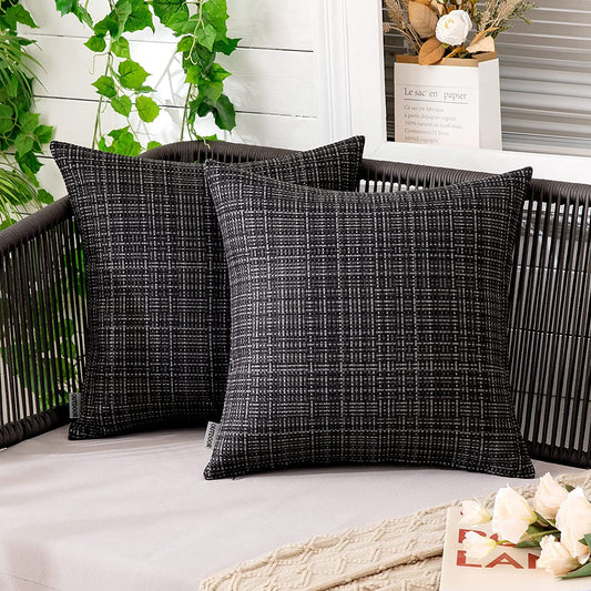 Outdoor Waterproof Throw Pillows Pack of 2, Black