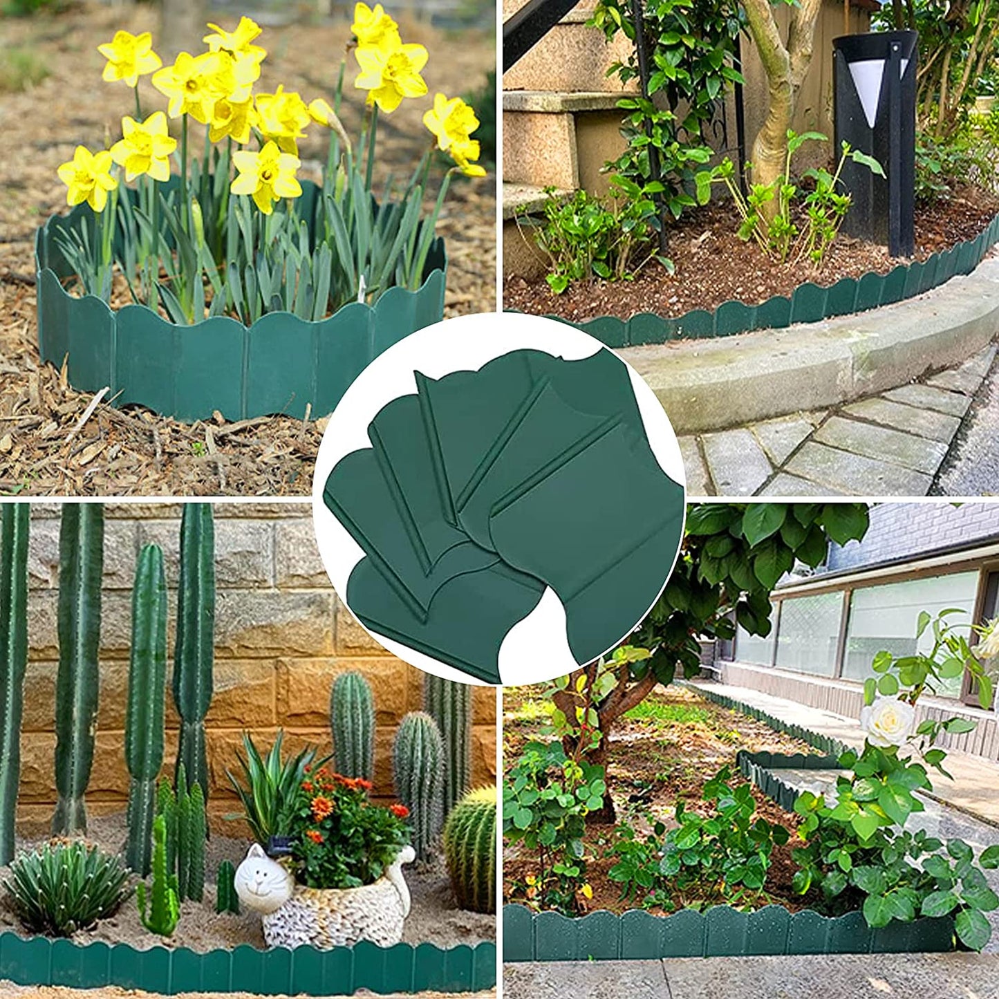 Garden Edging Border, 20PCS Landscape Edging, Plastic Lawn Garden Fence Edging, Decorative Garden Border Edging for DIY Outdoor Patio Yard(Green)