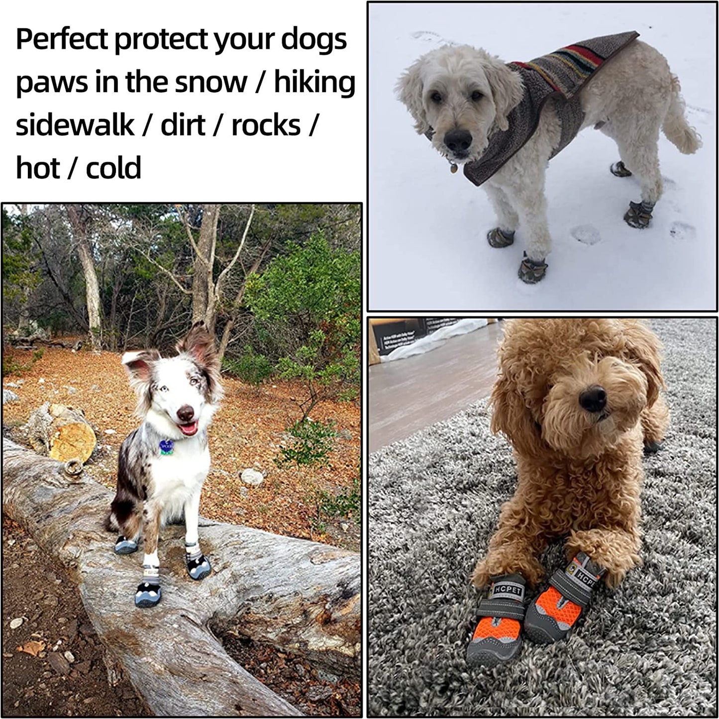 Dog Boots Breathable Dog Shoes for Small Medium Large Dogs, Anti-Slip Puppy Booties Paw Protector with Reflective Straps 4Pcs, Lake Blue