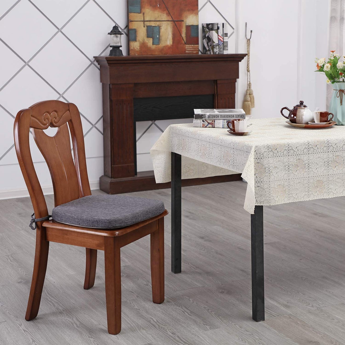 Chair Cushion with Ties for Dining Chairs (1/4/6/8 PCS, Grey)