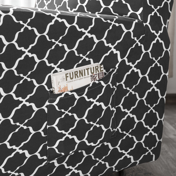 Stretch Recliner Sofa Cover Jacquard Reclining Cover with Side Pocket for 1/2/3 Seater, Dark Grey