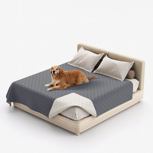 Waterproof Dog Bed Cover Pet Blanket with Anti-Slip Back for Furniture Bed Couch Sofa-Grey