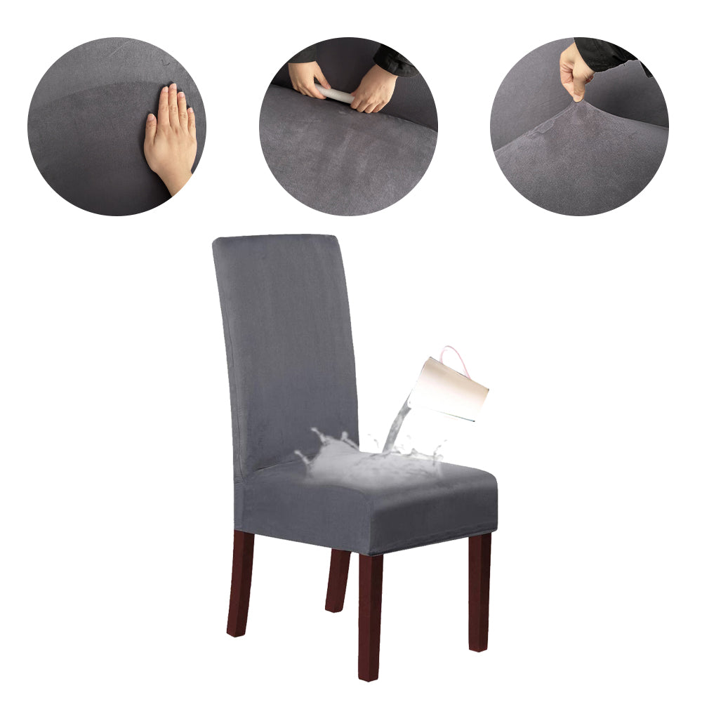 Waterproof Suede Chair Covers Stretch Chair Covers for Dining Room Set of 2/4/6/8 Parson Chair Slipcovers Chair Protectors Covers Dining, Grey