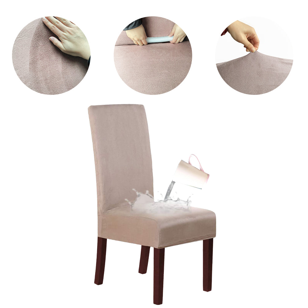 Waterproof Suede Chair Covers Stretch Chair Covers for Dining Room Set of 2/4/6/8 Parson Chair Slipcovers Chair Protectors Covers Dining, Khaki