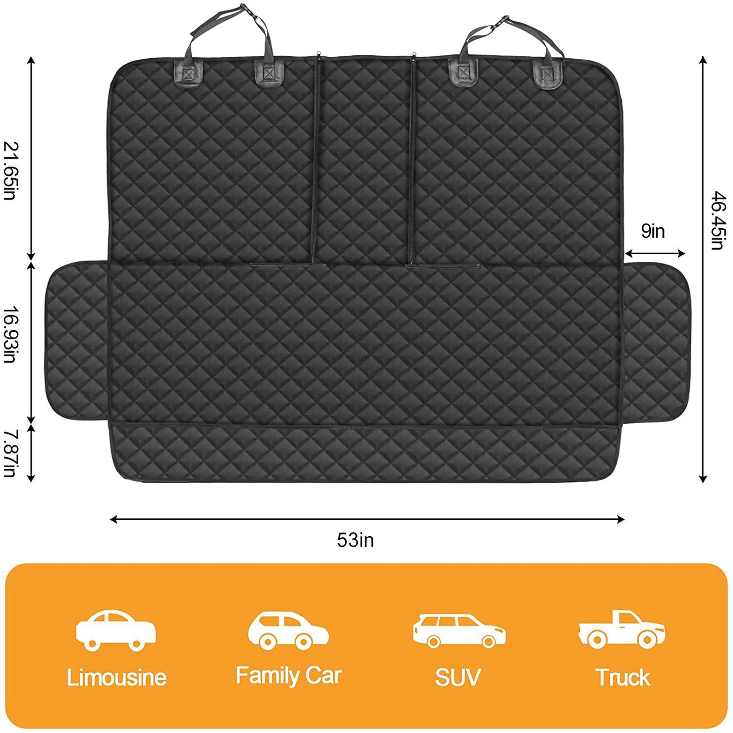 Dog Car Seat Covers, 100% Waterproof Pet Seat Cover，Scratch Proof, Heavy Duty and Nonslip Pet Bench Seat Cover,Capable for Cars, Trucks & SUVs