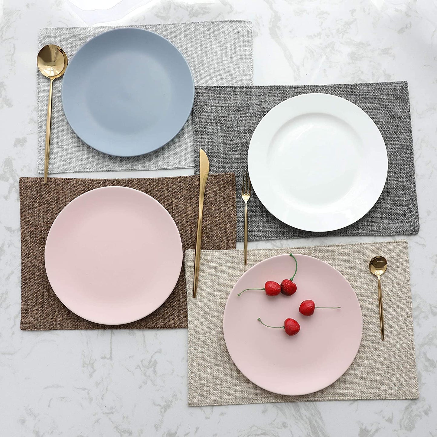 Linen Placemats Set of 4/6/8 Table Place Mats Mother's Day Decorations Blush Placemats Washable Place Mats for Dining Kitchen Restaurant Table