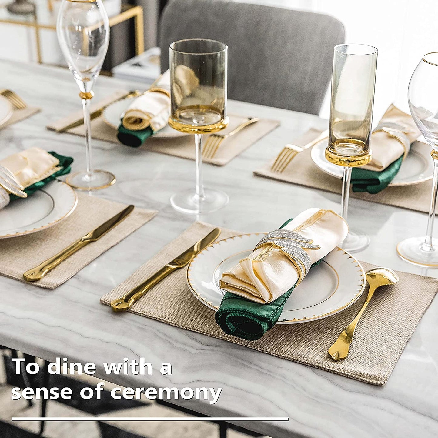 Linen Placemats Set of 4/6/8 Table Place Mats Mother's Day Decorations Blush Placemats Washable Place Mats for Dining Kitchen Restaurant Table
