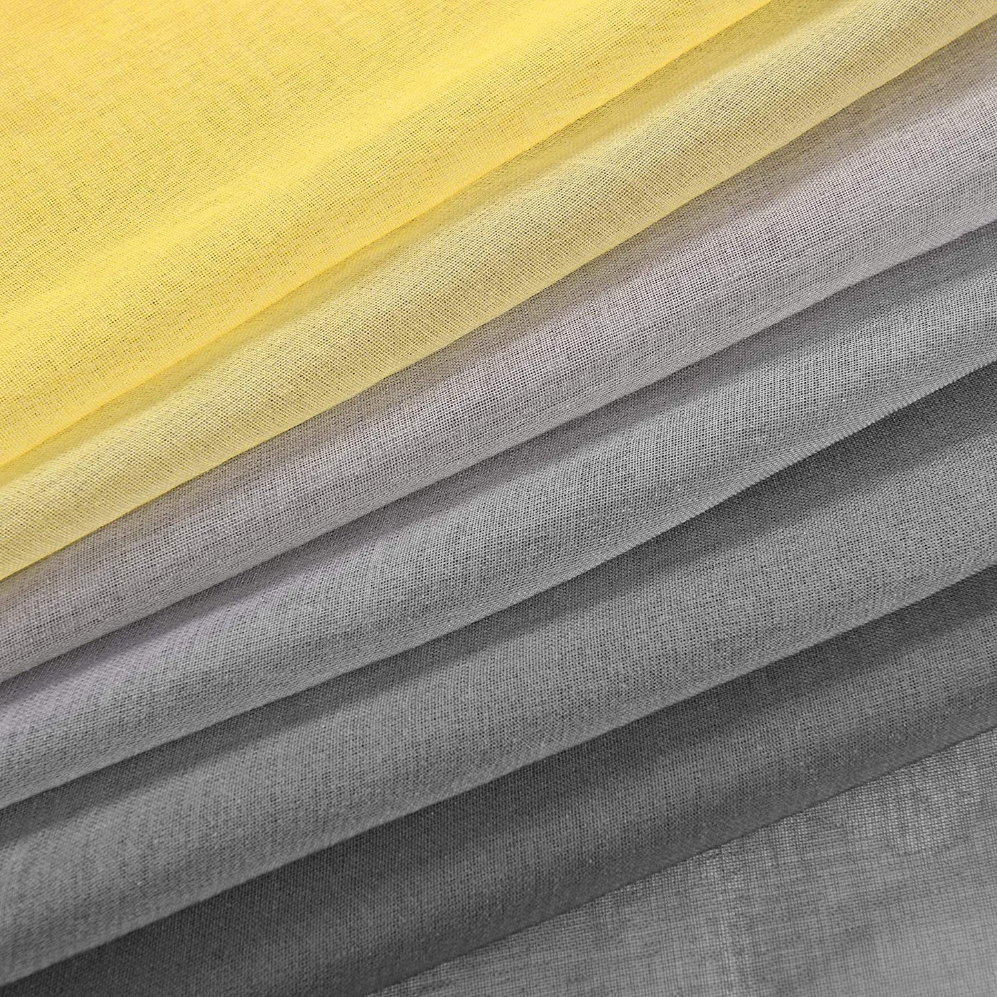 Ombre Sheer Curtains for Bedroom 2 Pieces Set Reversible Yellow and Grey