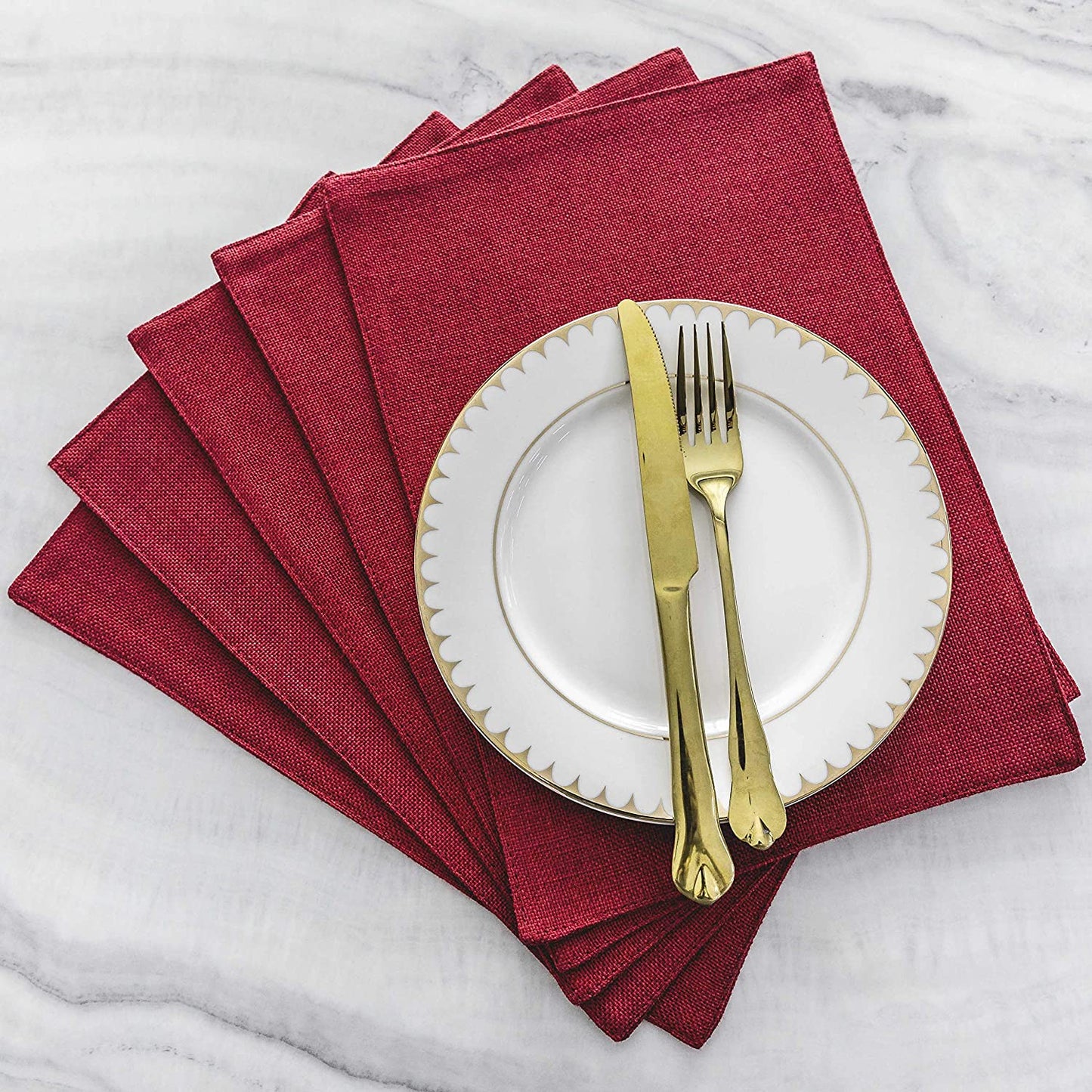 Burgundy Placemats Set of 4/6/8 Table Place Mats Mother's Day Decorations Blush Placemats Washable Place Mats for Dining Kitchen Restaurant Table