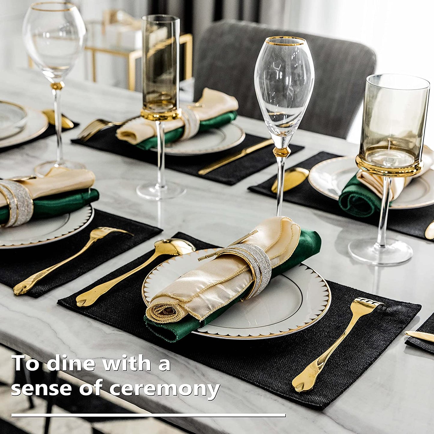 Black Placemats Set of 4/6/8 Table Place Mats Mother's Day Decorations Blush Placemats Washable Place Mats for Dining Kitchen Restaurant Table