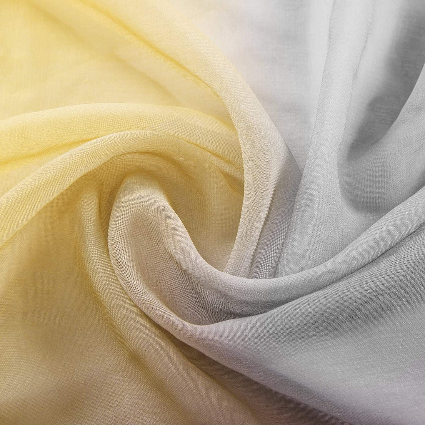 Ombre Sheer Curtains for Bedroom 2 Pieces Set Reversible Yellow and Grey