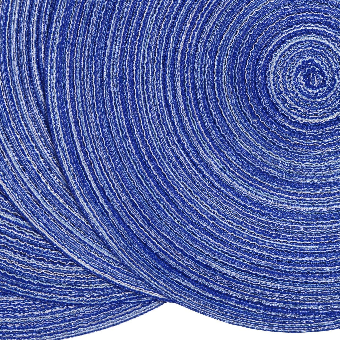 Round Placemats Set of 4/6/8 for Dining Tables 14 inch Cotton Braided Placemats Washable Reversible for Kitchen Holiday Party(Blue）