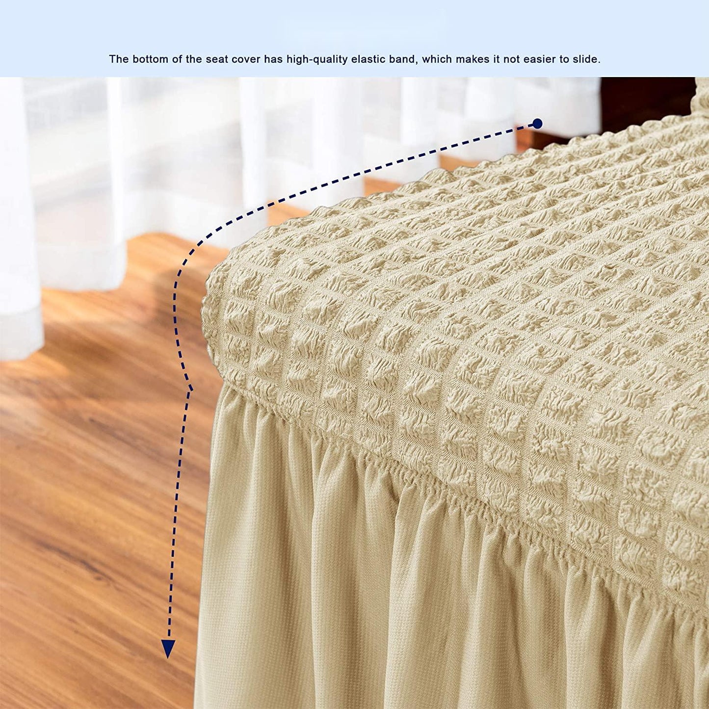 Stretchy Dining Room Chair Covers with Long Skirt, Suitable for families, parties, dirt resistant ,Set of 2/4/6/8 PCS,Light Yellow