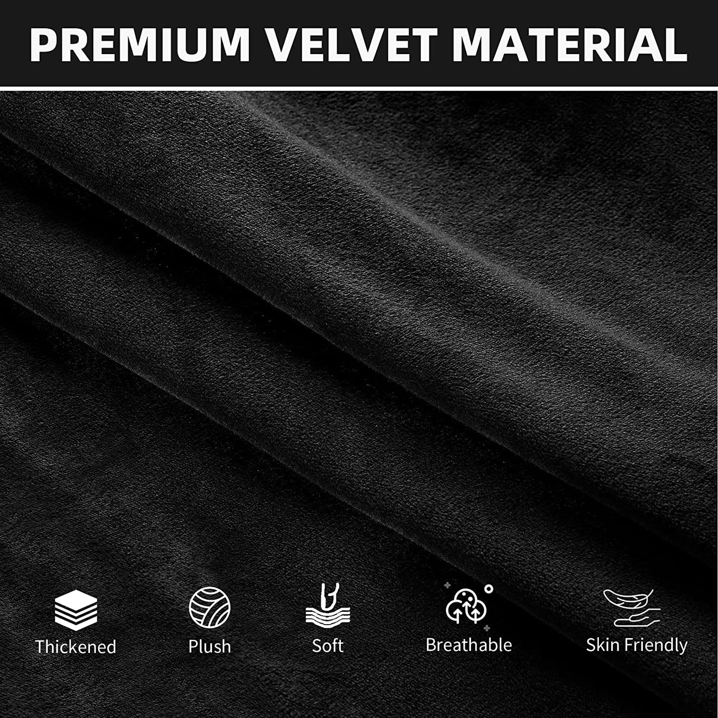 Armless Velvet Accent Chair Slipcover High Stretch Chair Covers with Elastic Bottom Removable Chair Slipcover Without Arms for Living Room Hotel, Black