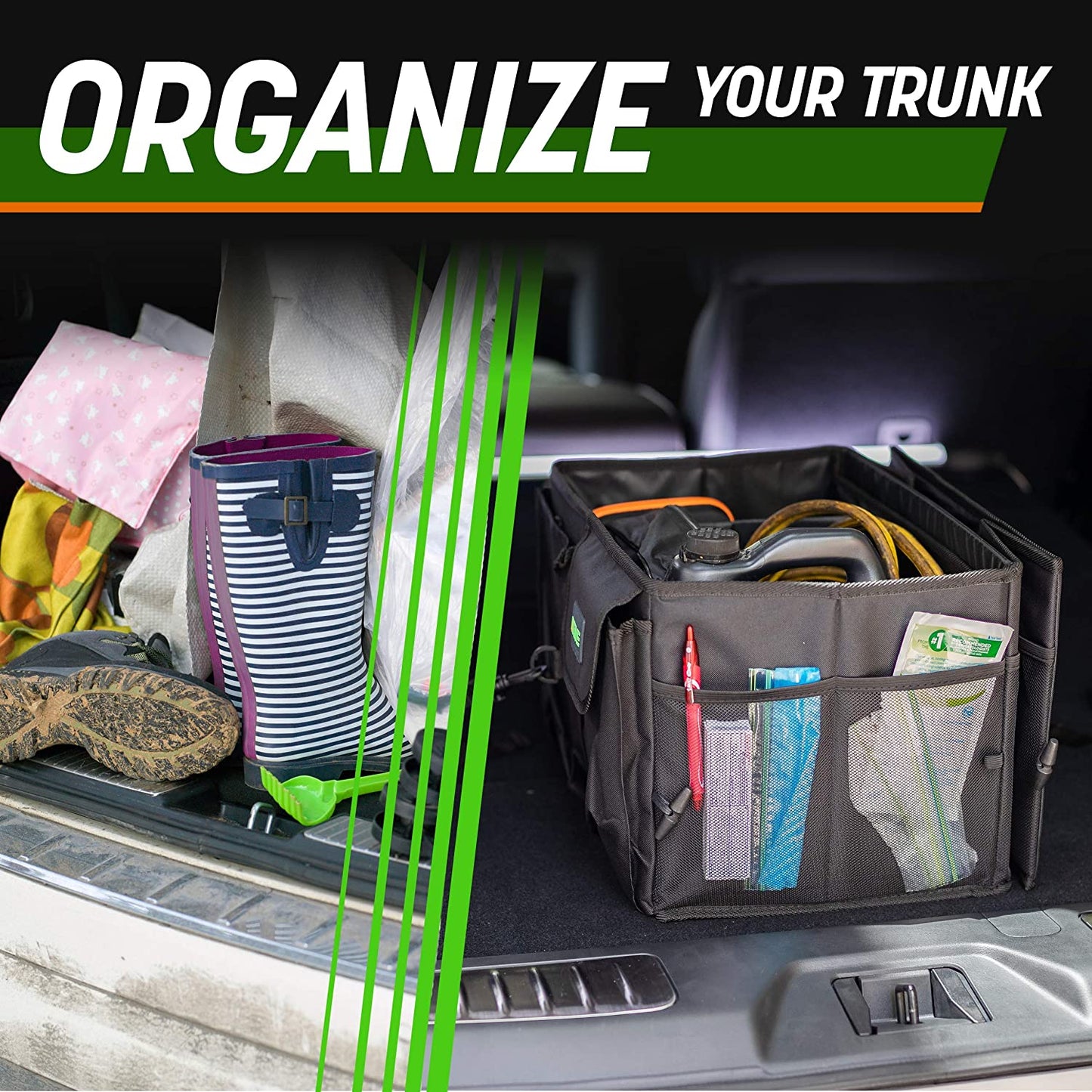 Auto Car Trunk Organizer - Collapsible,Storage  Adjustable ,Waterproof,Convenient- Car Accessories -  Beige