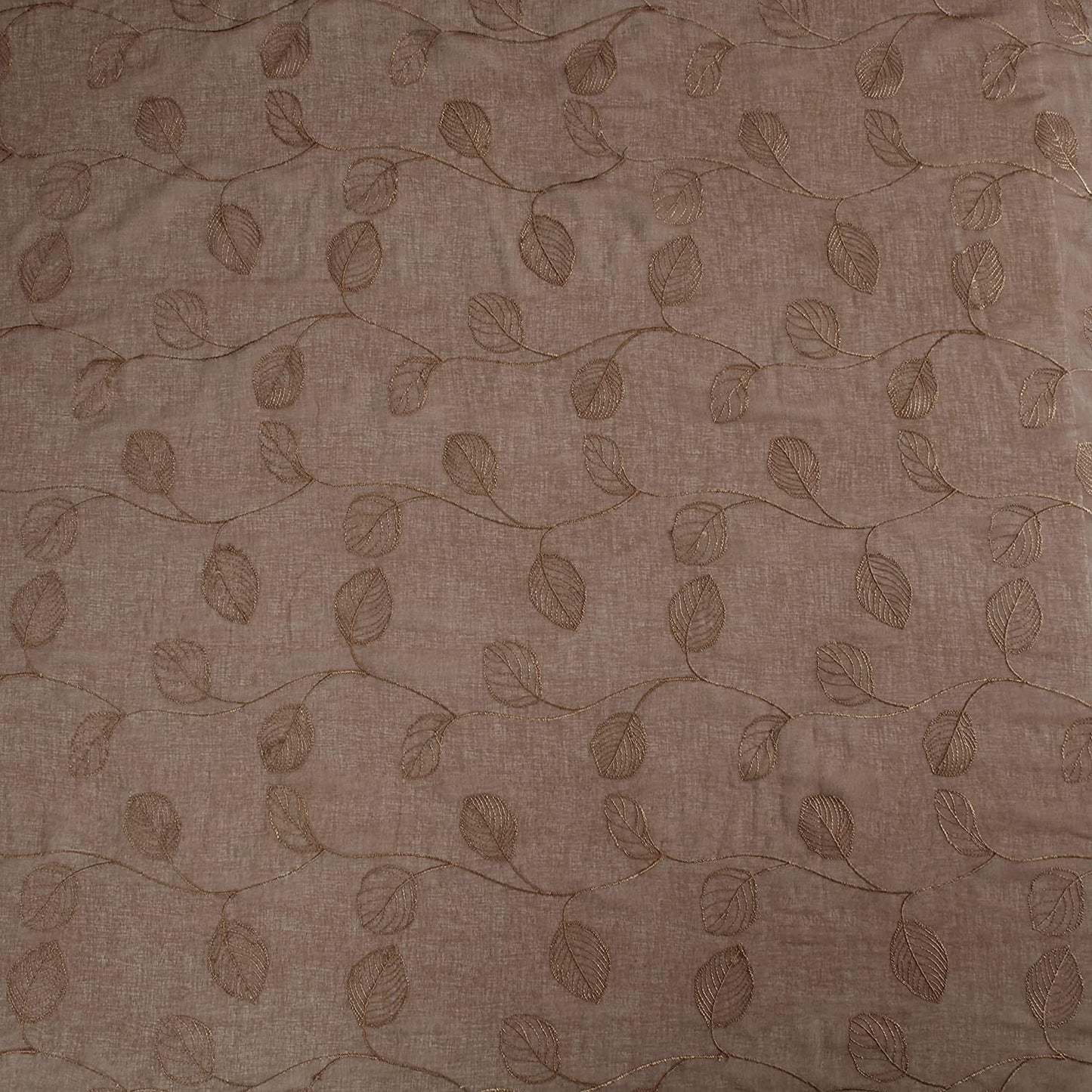 2 Pieces Brown Sheer Curtains, Embroidered Semi Sheer Grommet Floral Leaf Window Curtains & Drapes for Living Room Kitchen Bedroom Curtains