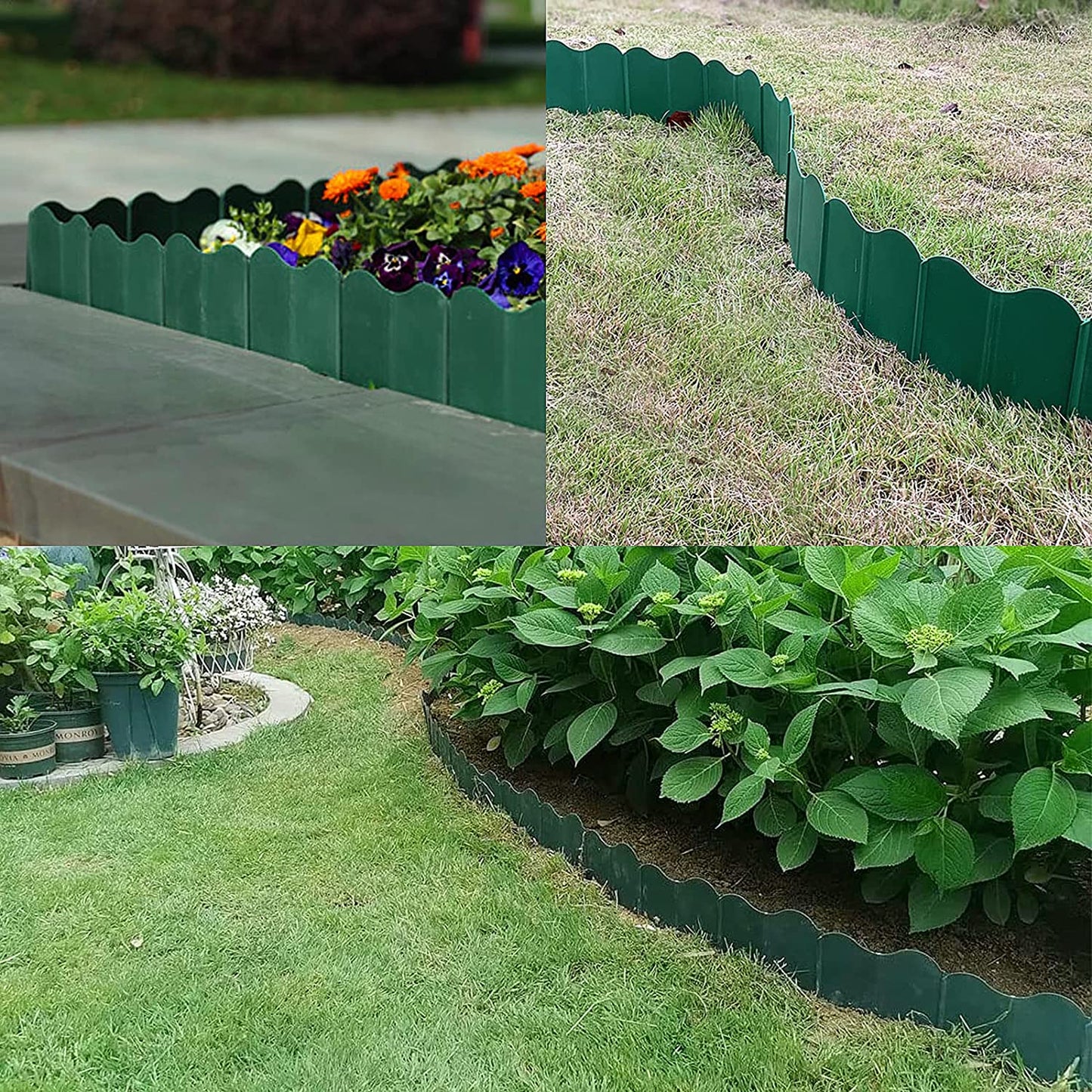 Garden Edging Border, 20PCS Landscape Edging, Plastic Lawn Garden Fence Edging, Decorative Garden Border Edging for DIY Outdoor Patio Yard(Green)