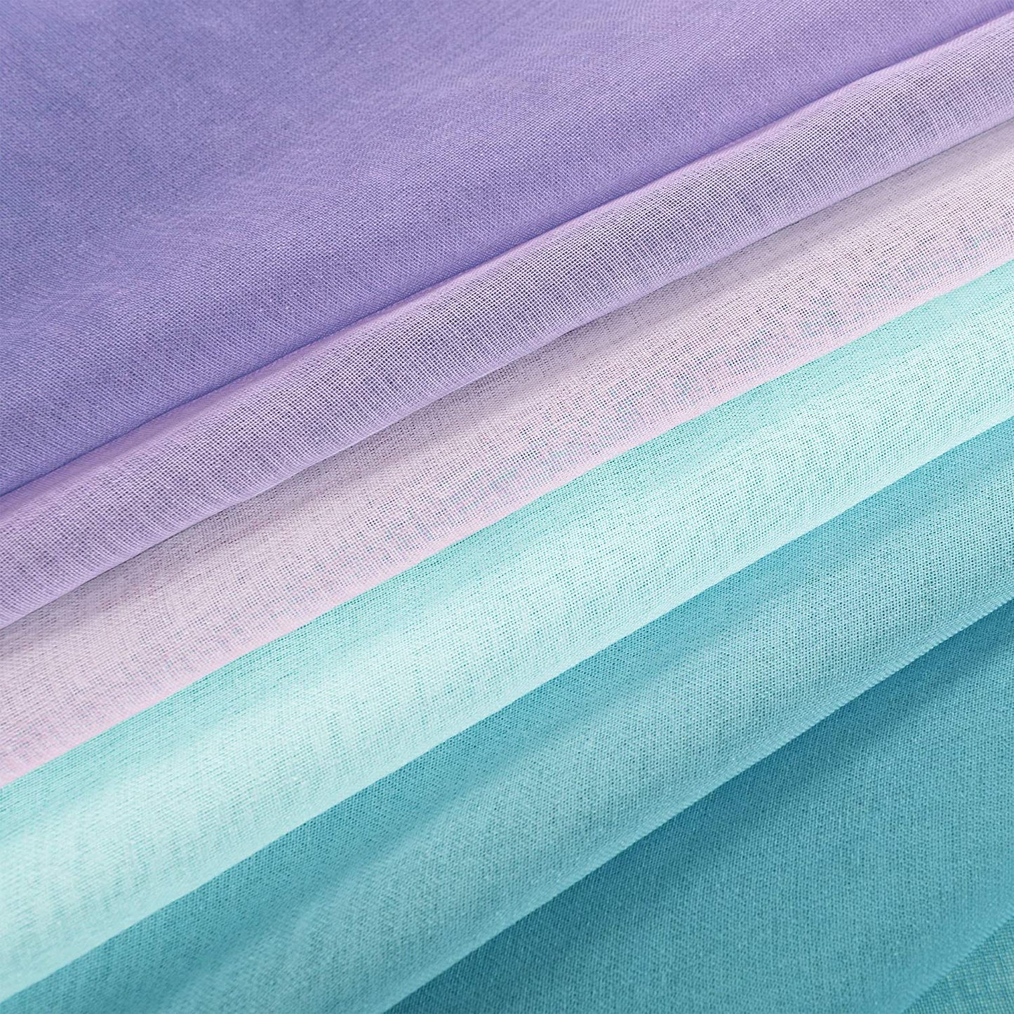 Ombre Sheer Curtains for Bedroom 2 Pieces Set Reversible for Living Room Lemon Green and Purple