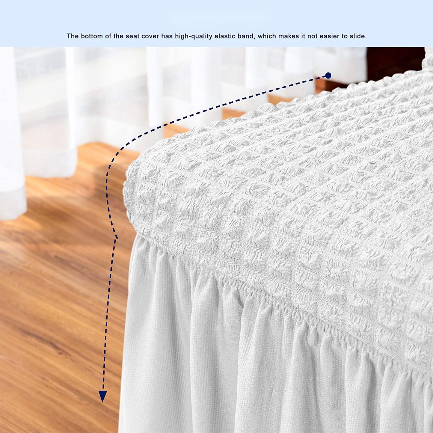 Stretchy Dining Room Chair Covers with Long Skirt, Suitable for families, parties, dirt resistant ,Set of 2/4/6/8 PCS,White