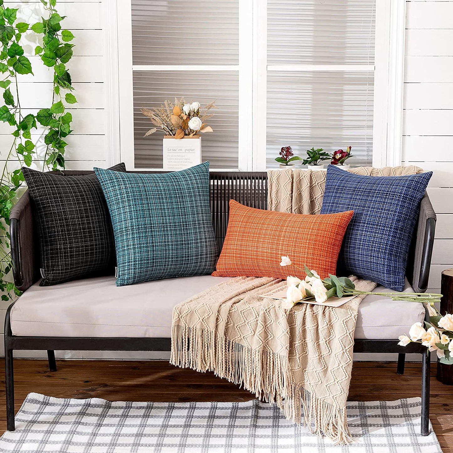 Outdoor Waterproof Throw Pillows Pack of 2, Green