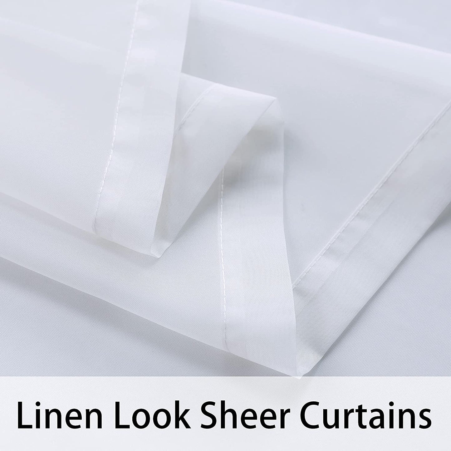 White Outdoor Sheer Curtains for Patio Waterproof - 2 Panels Grommet Indoor Voile Sheer Curtain for Living Room, Bedroom, Porch, Pergola, Cabana,White