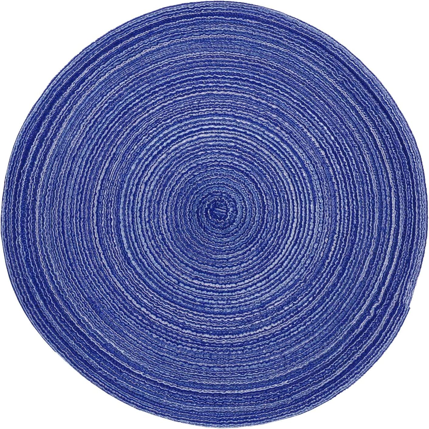 Round Placemats Set of 4/6/8 for Dining Tables 14 inch Cotton Braided Placemats Washable Reversible for Kitchen Holiday Party(Blue）