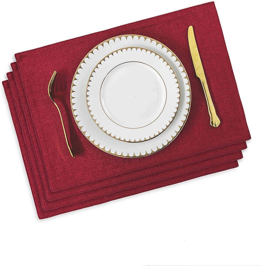 Burgundy Placemats Set of 4/6/8 Table Place Mats Mother's Day Decorations Blush Placemats Washable Place Mats for Dining Kitchen Restaurant Table