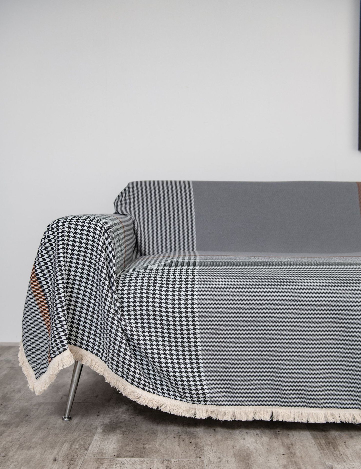 Couch Cover Houndstooth Print, Grey Slipcovers for Sofas Cover Chenille Couch Covers for 1/2/3 Cushion Couch Sofa Covers