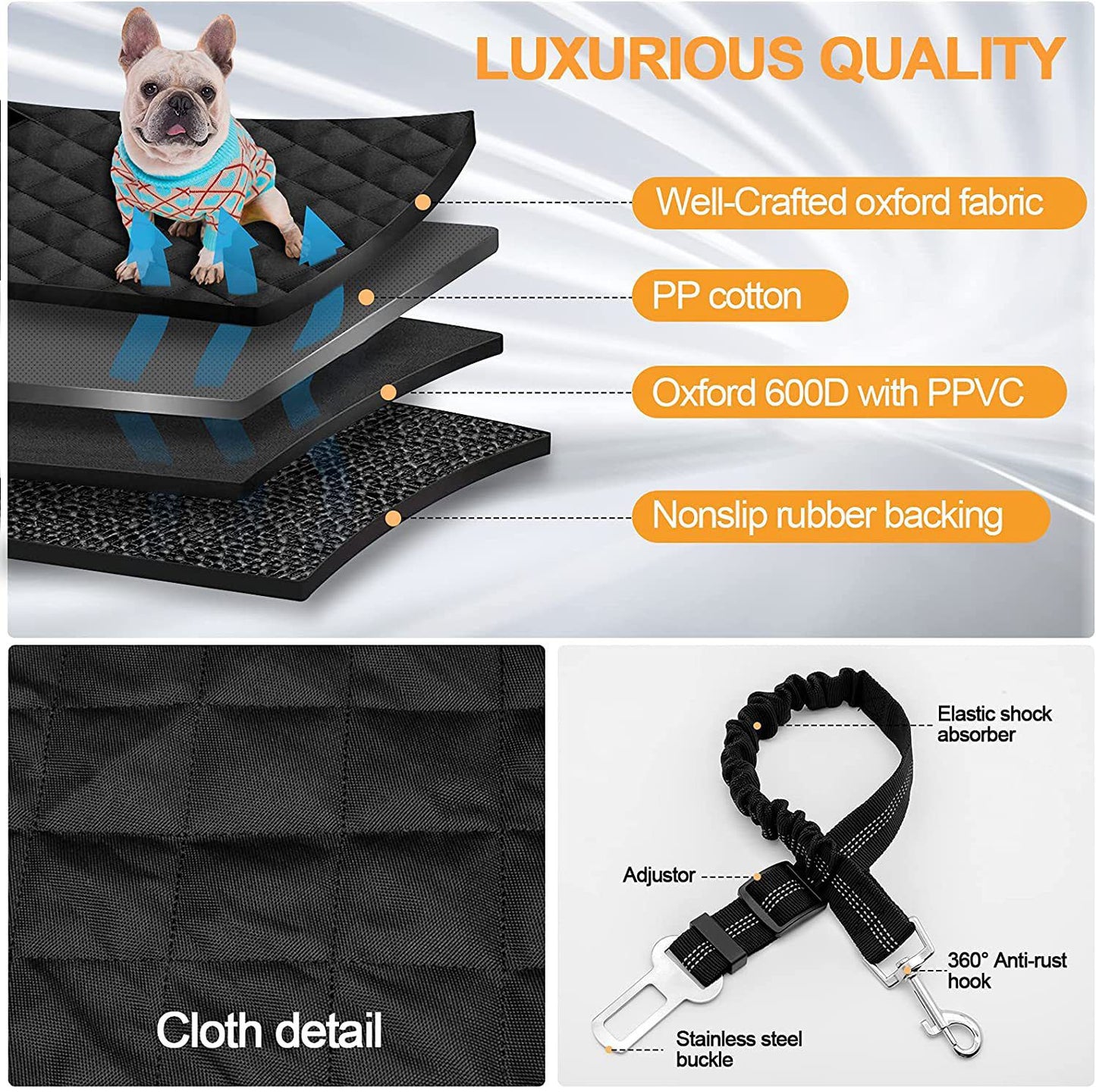 Dog Car Seat Covers, 100% Waterproof Pet Seat Cover，Scratch Proof, Heavy Duty and Nonslip Pet Bench Seat Cover,Capable for Cars, Trucks & SUVs