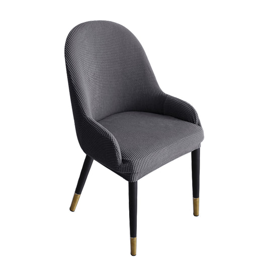 Dining Room Chair Pineapple Elastic Simple Semicircular Handrail Kitchen Chair Covers Protectors,Set of 2/4/6/8 (Grey)