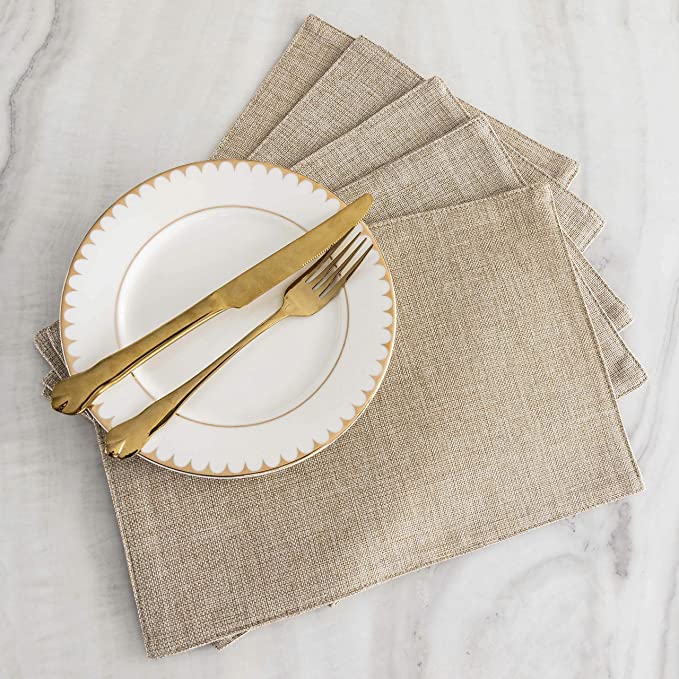Linen Placemats Set of 4/6/8 Table Place Mats Mother's Day Decorations Blush Placemats Washable Place Mats for Dining Kitchen Restaurant Table