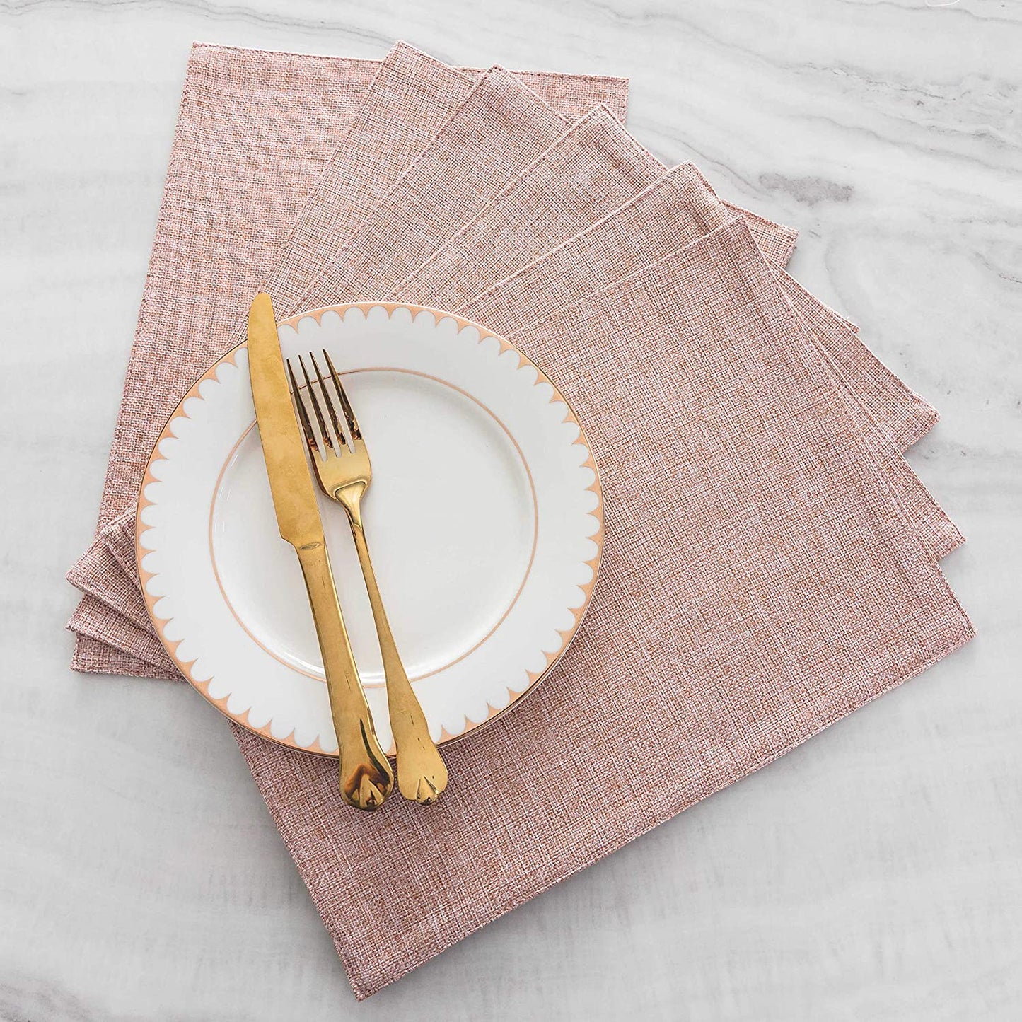 Pink Placemats Set of 4/6/8 Table Place Mats Mother's Day Decorations Blush Placemats Washable Place Mats for Dining Kitchen Restaurant Table